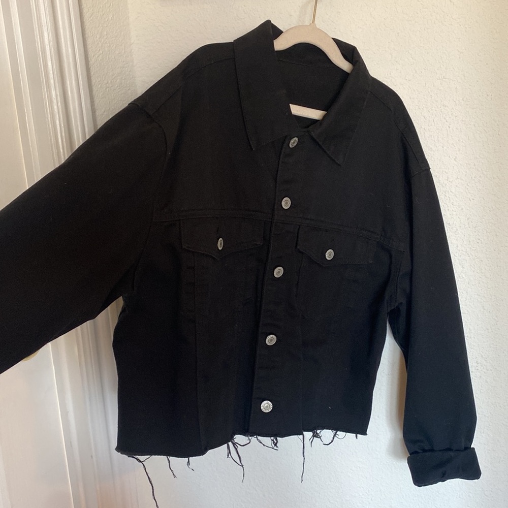 John Gault Solid Black Denim Jacket - image 2